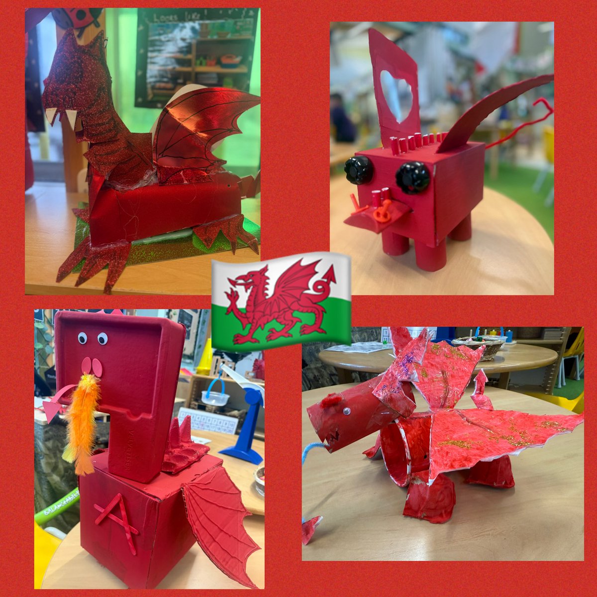 MrsFarrNCP's tweet photo. Just some of our wonderful entries for our Eisteddfod Competition.
I would like to say thanks to our lovely grown ups for supporting with the home models and outfits, and also to our Criw Cymraeg for a fantastic event 🏴󠁧󠁢󠁷󠁬󠁳󠁿 Dydd Gŵyl Dewi Sant Hapus! @nantcelynschool 🌼 https://t.co/ie3dKYGVrf