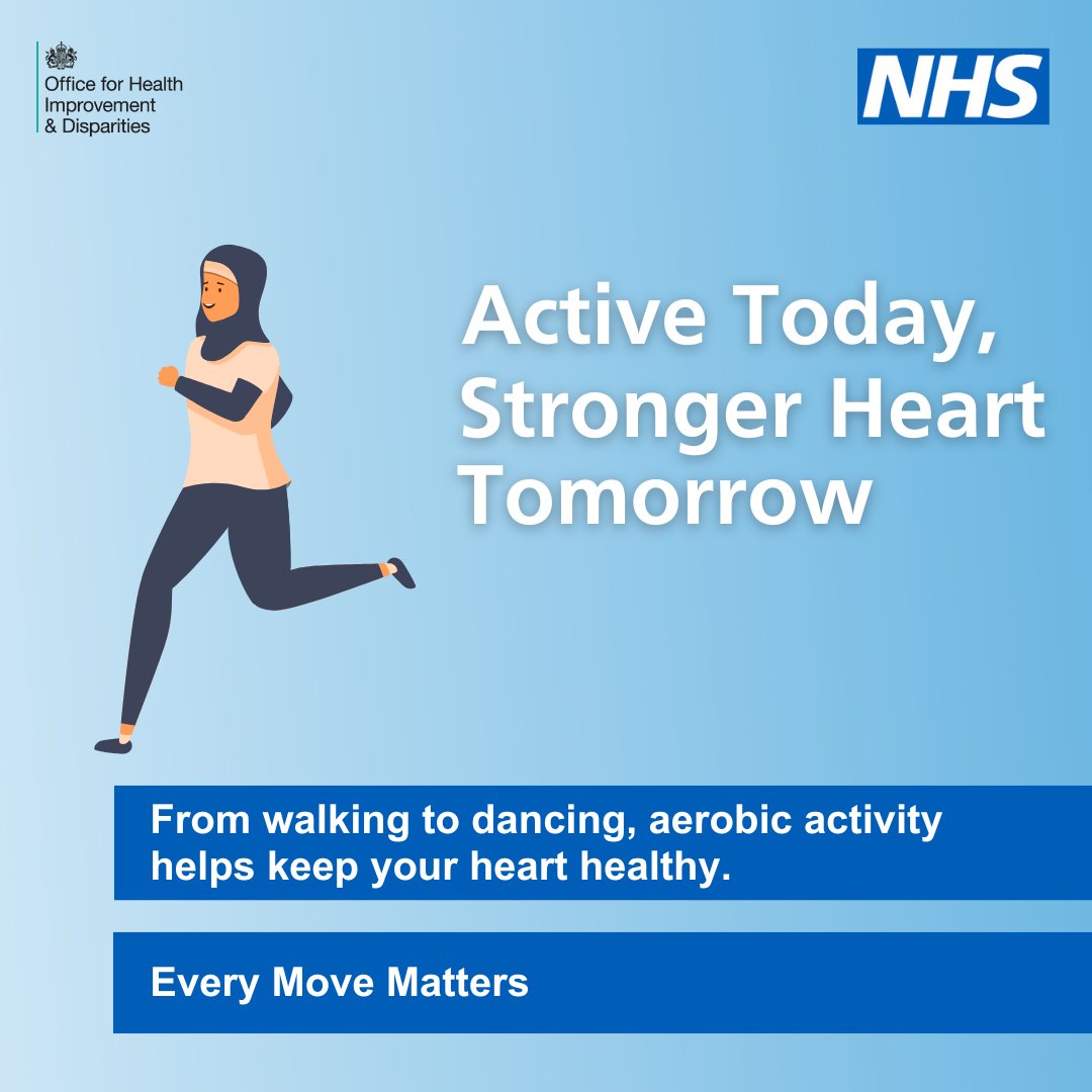 NHSSomerset's tweet image. Short on time? You can still support your heart ❤️
Even a few minutes of movement:
✔ Gets your heart working
✔ Improves blood flow
✔ Adds up over the day
This Heart Month, start where you are.
Every Move Matters.
#HeartMonth #StartSmall #MoveMore #EveryMoveMatters