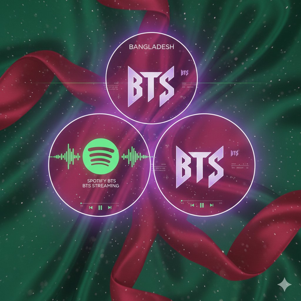 IshratJahan7623's tweet photo. BTS taught us to #SpeakYourself. We're invisible in global rankings though ๐ง๐ฉ streams count! It's time to fill the gap.
We demand official charts for Bangladesh! ๐ข
@Spotify @SpotifyCares
#MakeBangladeshCount #BringSpotifyChartstoBD
#ArmyBDStreamingPower
#SpeakYourselfBD https://t.co/DQjgOz8nQ5