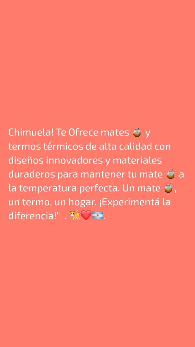 GataChimuela's tweet photo. Chimuela! Te Ofrece mates 🧉 y termos térmicos de alta calidad con diseños innovadores y materiales duraderos para mantener tu mate 🧉 a la temperatura perfecta. Un mate 🧉, un termo, un hogar. ¡Experimentá la diferencia!"  . 🐈❤️🇦🇷. https://t.co/OTmbqjHLcs