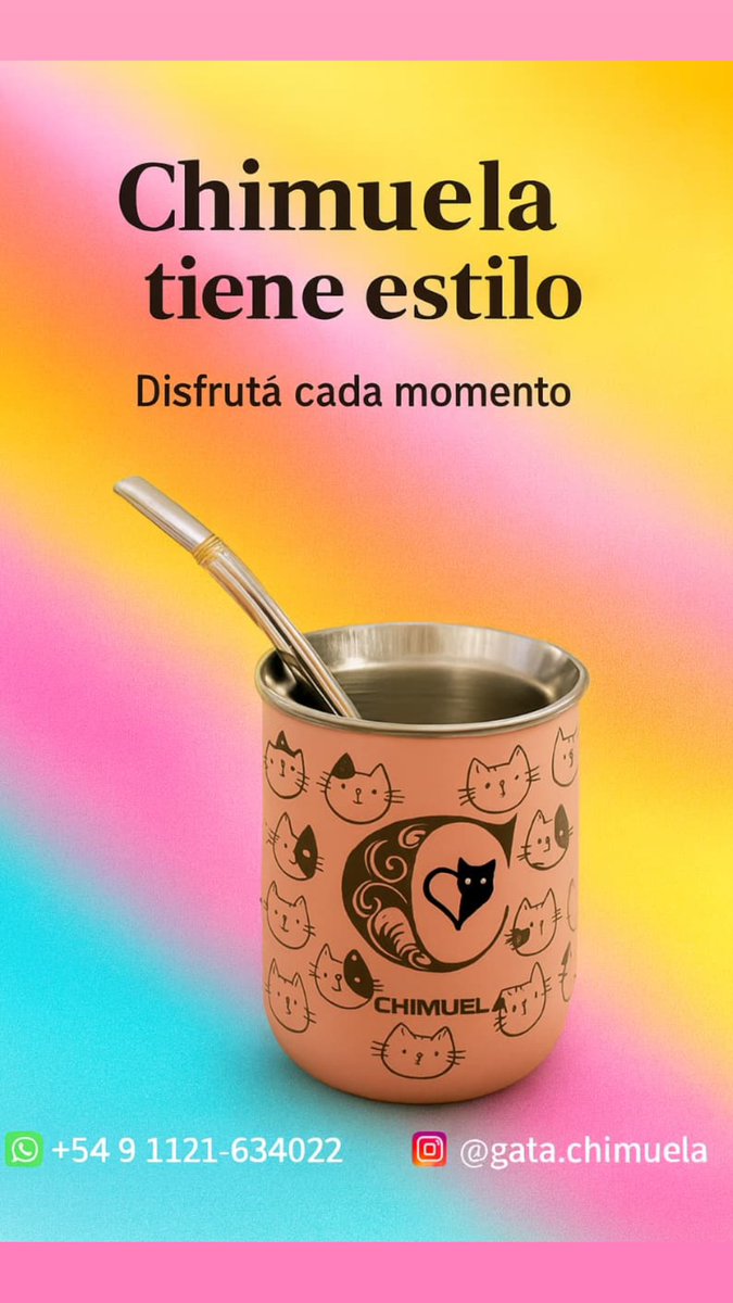 GataChimuela's tweet photo. Chimuela! Te Ofrece mates 🧉 y termos térmicos de alta calidad con diseños innovadores y materiales duraderos para mantener tu mate 🧉 a la temperatura perfecta. Un mate 🧉, un termo, un hogar. ¡Experimentá la diferencia!"  . 🐈❤️🇦🇷. https://t.co/OTmbqjHLcs