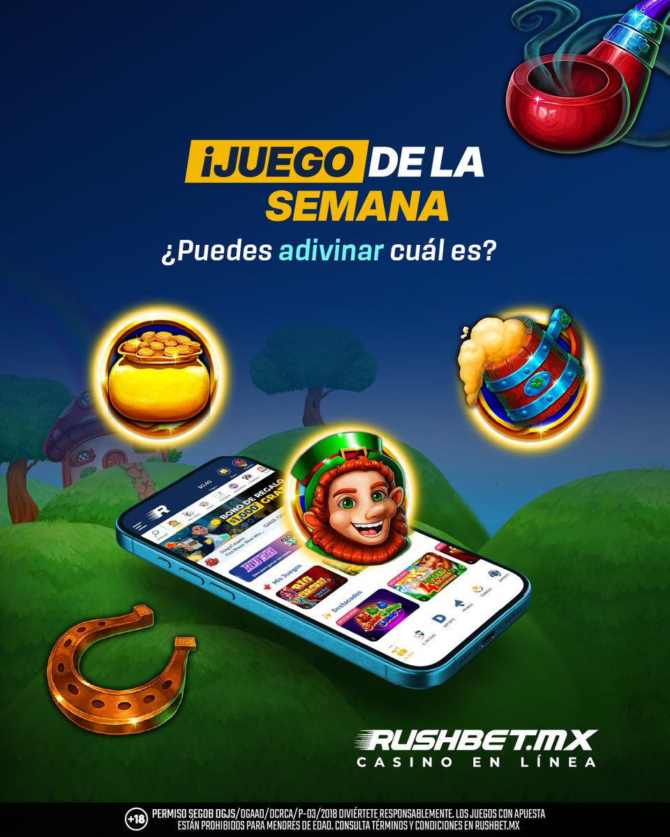 Tres pistas, un solo destino 🍀🎰 ¿Ya sabes cuál es el juego de la semana? Descúbrelo. ✨ 

👉 rushbetmx.onelink.me/oJcJ/97v5g577