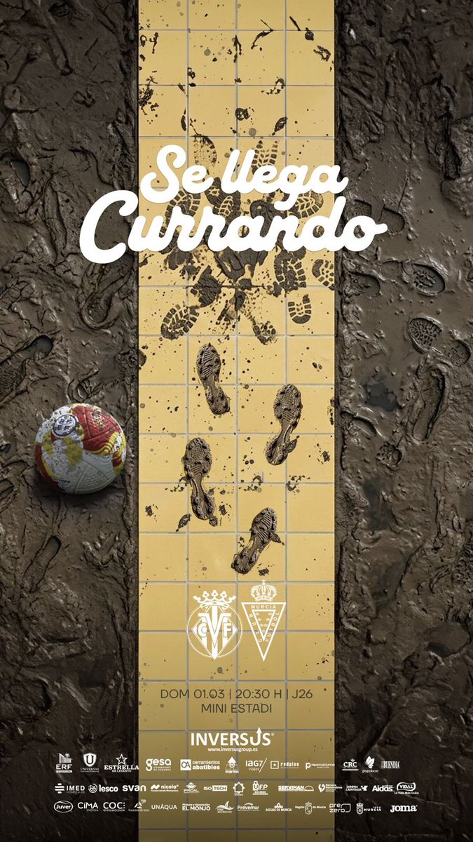 🖼️ CARTEL DIGITAL | 🟨👣 𝙎𝙚 𝙡𝙡𝙚𝙜𝙖 𝙘𝙪𝙧𝙧𝙖𝙣𝙙𝙤.
J26 | <a href="/CanteraGrogueta/">Cantera Grogueta</a> - <a href="/realmurciacfsad/">Real Murcia CF</a> domingo 1 de marzo a las 20:30 horas en el Mini Estadi 
#VillarrealBRealMurcia
