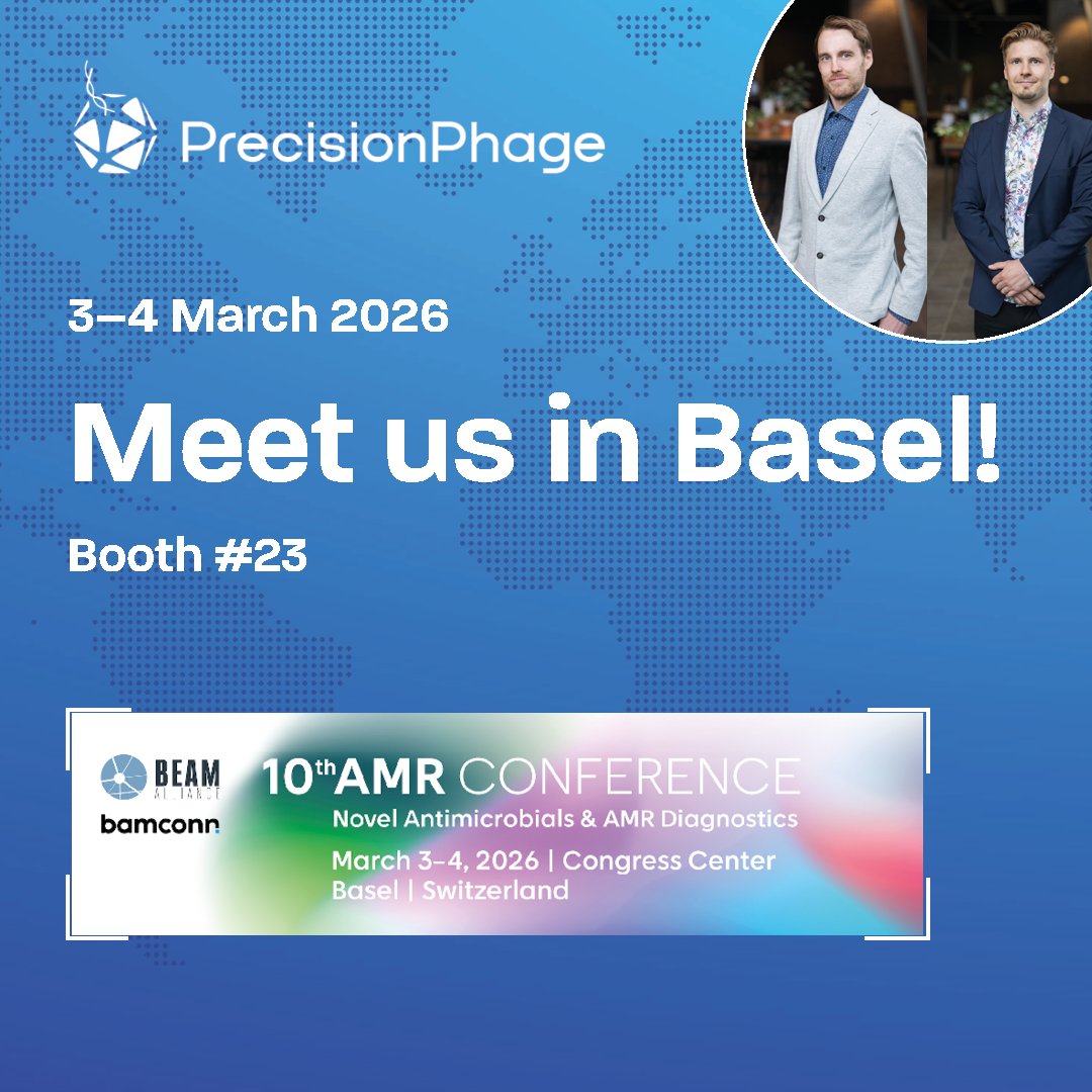 PrecisionPhage's tweet photo. Meet us at the AMR Conference in Basel on 3–4 March 2026! Visit us at Booth #23, we look forward to connecting with experts from across sectors: https://t.co/R4uHdrc1d2

#AMR #AMRconference #phage #PhageSociety #CongressCenterBasel #PhageScience #PhageConference #PhageTherapy https://t.co/zjaCLrWCva