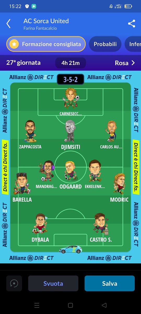 Lascio così o inserisco uno tra Diao o Bonazzoli al posto di un centrocampista <a href="/GruppoEsperti/">Gruppo Esperti</a> <a href="/ProfidiAndrea/">Andrea 🆘 Consigli Fantacalcio</a> <a href="/Oracolo_Fanta/">Oracolo del Fantacalcio</a>