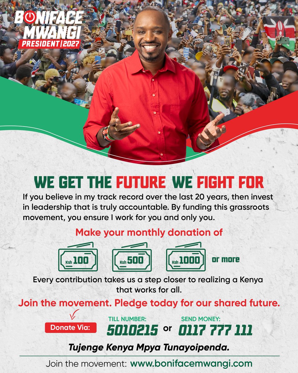 Hey friend,

Change must be fought for. I’ve spent my life fighting for justice, accountability, and dignity for every Kenyan.

We're now taking this fight to State House. I’m touring the country to meet wananchi, hear their stories, and 
co-create The People’s Manifesto - a