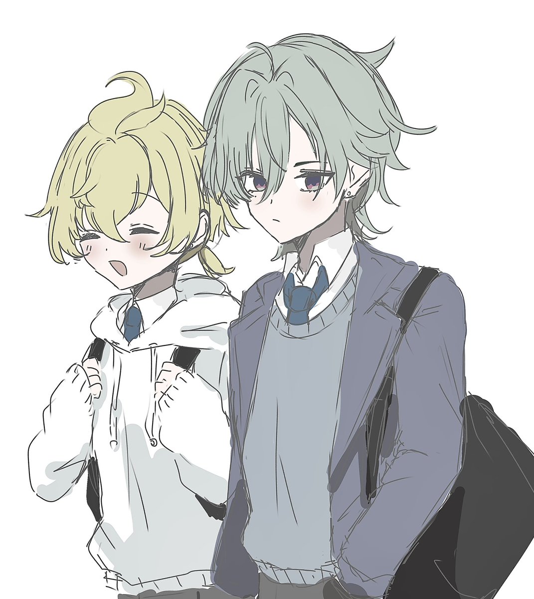 _dd_ty's tweet image. 学パロ
(あそこ仲良いんだ…)って思われてそう
 #lohen  #mika