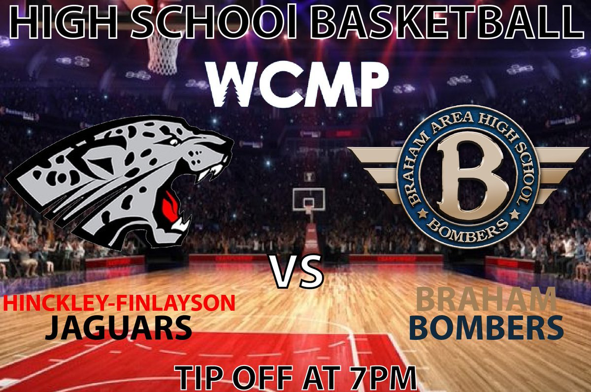 Qmediasports's tweet photo. Boys basketball tonight on WCMP!

Hinckley-Finlayson at Braham 7PM
Listen live on 100.9FM
Watch live at: https://t.co/CmtzEQsSPd

@hfschools 
@ShawnKuhnke 
@brahamboysBB 
@jeff_eklund https://t.co/gVe6WjSSkc