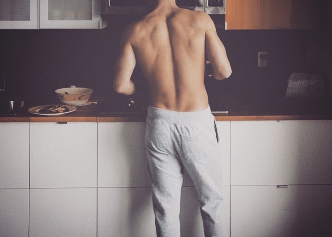 He’s making some breakfast.