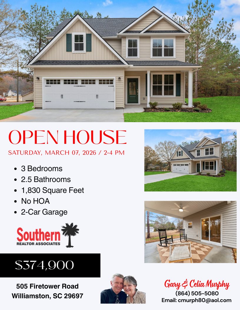 SRealtorAssoc's tweet image. ANOTHER OPEN HOUSE! MARK YOUR CALENDARS!  SATURDAY, MARCH 07, FROM 2-4 PM! 

#SouthernRealtorAssociates #OpenHouse #Williamston #AgentCeliaMurphy #AgentGaryMurphy