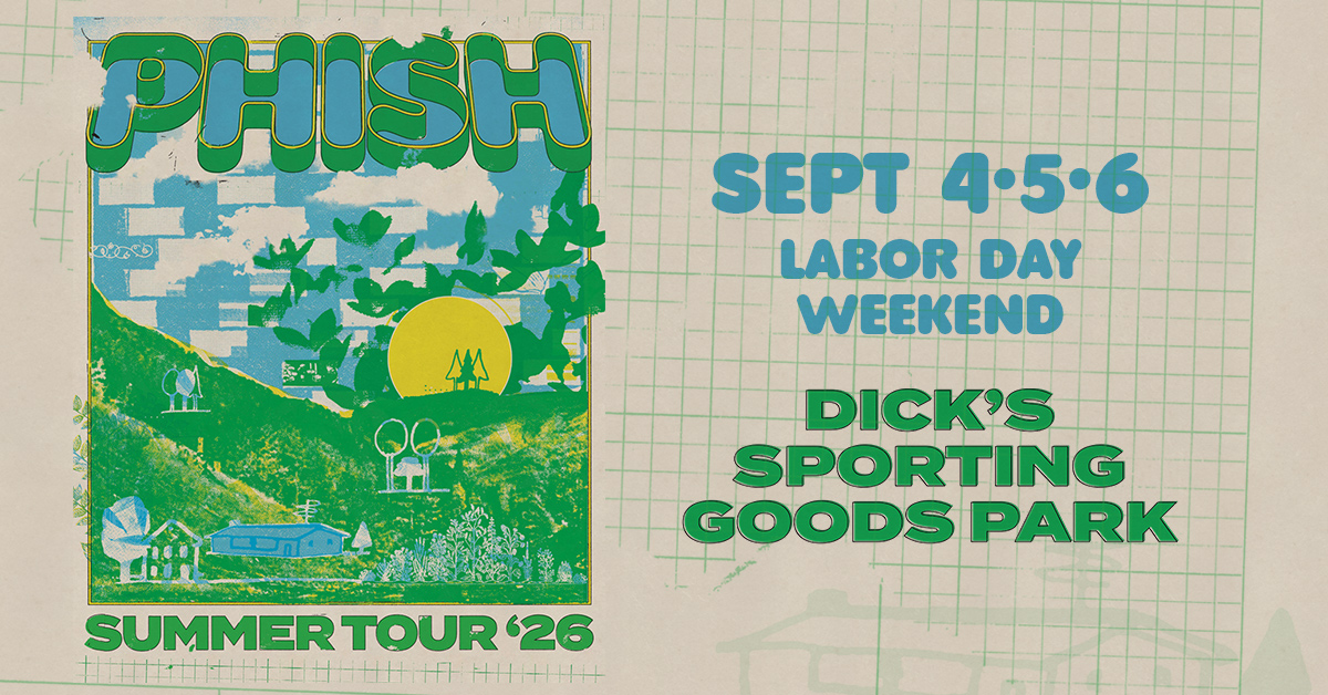 DSGpark's tweet photo. Secure your Labor Day Weekend plans now! Tickets are officially on sale for Phish on Sept 4, 5, &amp; 6 🎟️
🔗: https://t.co/1syMwz0D0f https://t.co/VR3eBvtzQf