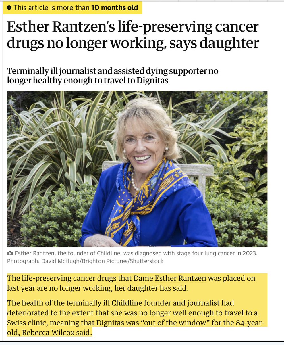 TiffanyDarling's tweet photo. @JacquiDeevoy1 Esther apparently intends to travel to Switzerland.  
But 10 mnths ago her daughter Rebecca said she was no longer healthy enough to travel and her 'life saving drugs' were no longer working and she was deteriorating. 

But amazingly she's still here.😉
 https://t.co/urOvrAkF1y https://t.co/D2rNJ50rpA