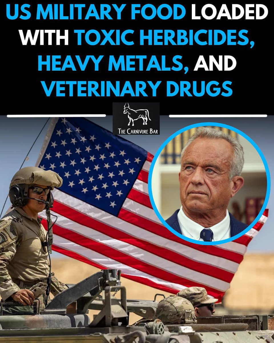 thecarnivorebar's tweet image. 🚨OUR MILITARY DESERVES BETTER

👉 MREs are not suitable for our military, they’re:

❌ Loaded with toxic herbicides 
❌ High in heavy metals
❌ Nutritonally void
❌ Packed with preservatives
❌ Loaded with industrial oils 
❌ Full of synthetic flavouring 
❌ High in veterinary