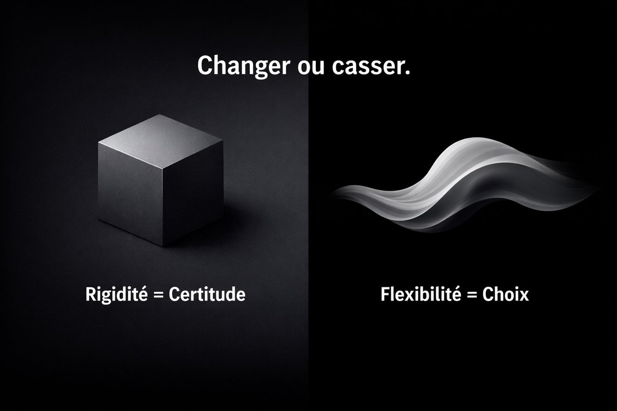 EnPhase_Consult's tweet photo. La flexibilité mentale, ce n’est pas renoncer à ses valeurs.
Ce n’est pas être d’accord avec tout.
C’est garder le cap tout en acceptant de changer de forme.
Les leaders qui tiennent dans le temps sont ceux qui savent changer de cadre de lecture quand l’ancien ne fonctionne plus. https://t.co/jaUNVkYPlO