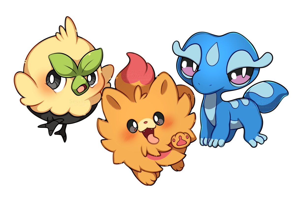 SeviYummy's tweet image. New pokemon starters! 
Which one do you like the most? I think I'm gonna choose Pombon!
#PokemonWindsWaves #pombon #browt #gecqua