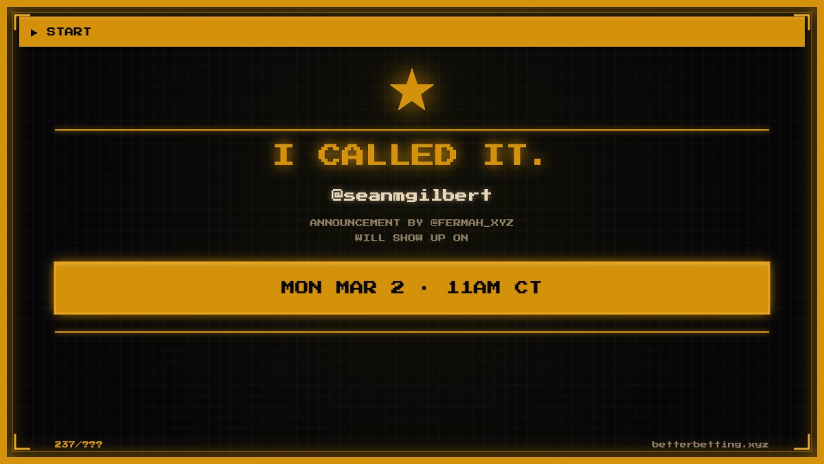 The team has been locked in for months. 

Calling it: Monday, 11am CT. 

Who else is making their prediction? 👇