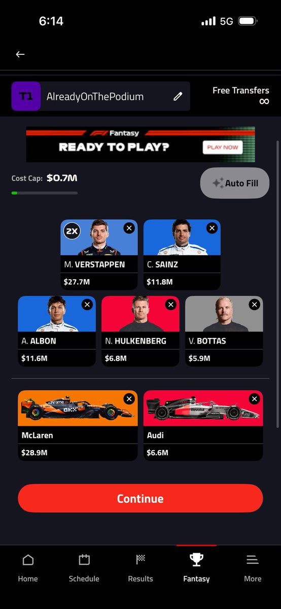 CaevrixTV's tweet photo. My F1 Predictions + Photo of Fantasy Team for the first race (Via F1 App)

Q1:
1st: Russell
2nd: Verstappen
3rd: Norris

Q2:
Mercedes

Q3:
Verstappen

Q4:
1 First time Grand Prix winner

Q5:
Bottas

Q6:
Red Bull Racing

Q7:
Verstappen

Q8:
Audi

Q9:
Abu Dhabi

Q10:
No

#Formula1 https://t.co/8ooM2XUGHo