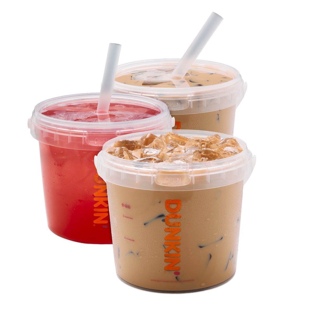 Dunkin' is testing a new 48-ounce drink bucket in select locations

The bucket can be filled with iced coffee, iced lattes, and Refreshers
