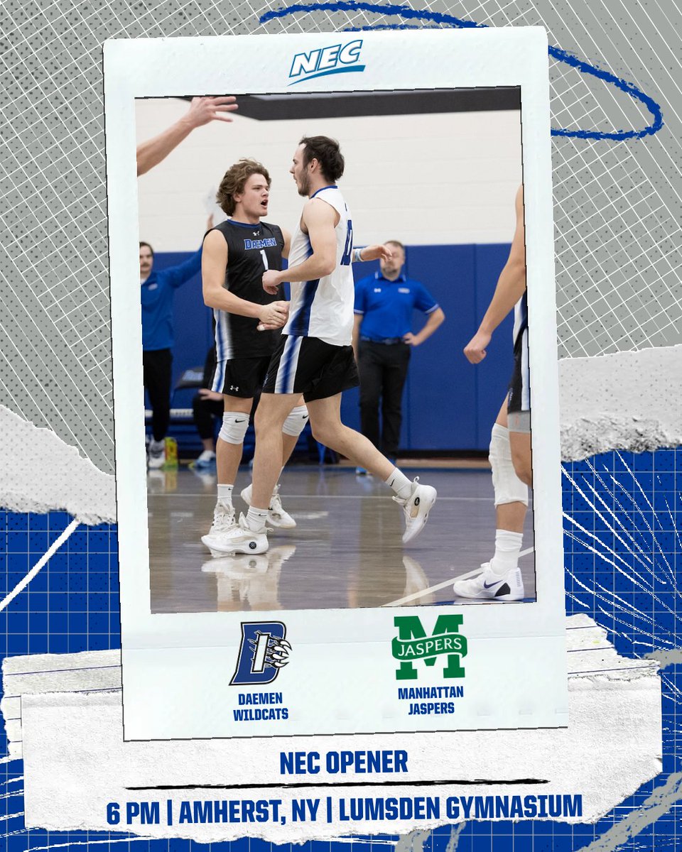 DaemenMVB's tweet photo. .@NECmvolleyball at night! We host Manhattan tonight at 6 PM in our conference opener 👊 https://t.co/9M5y4O514I