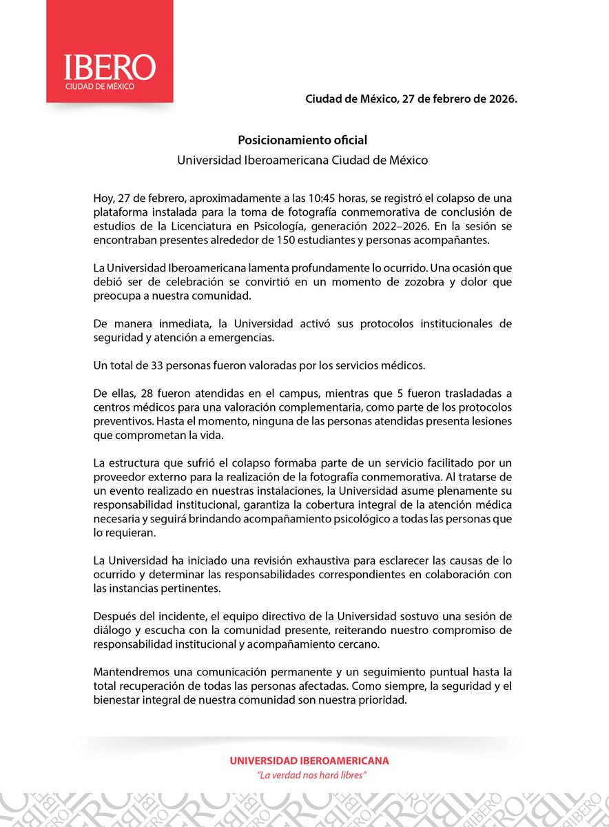 Universidad Iberoamericana informa.
