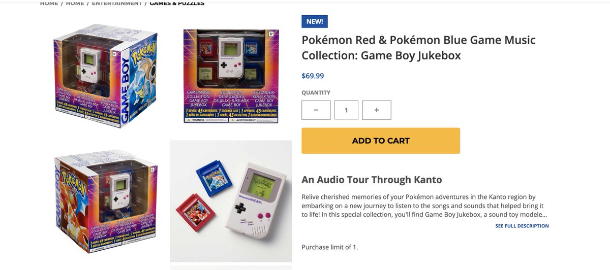 The Pokémon Red and Blue Game Boy jukebox is now on sale for