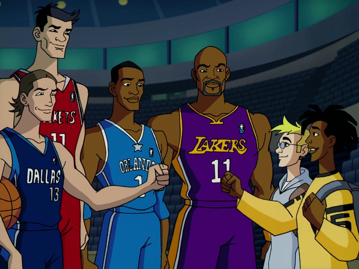 The Static Shock episode "Hoop Squad" debuted this month (on Feb. 28) in 2004. Static learns the NBA holds a secret superhero organization and teams-up with stars Karl Malone, Steve Nash, Tracy McGrady, and Yao Ming when he discovers they're superheroes! #StaticShock #Static #NBA