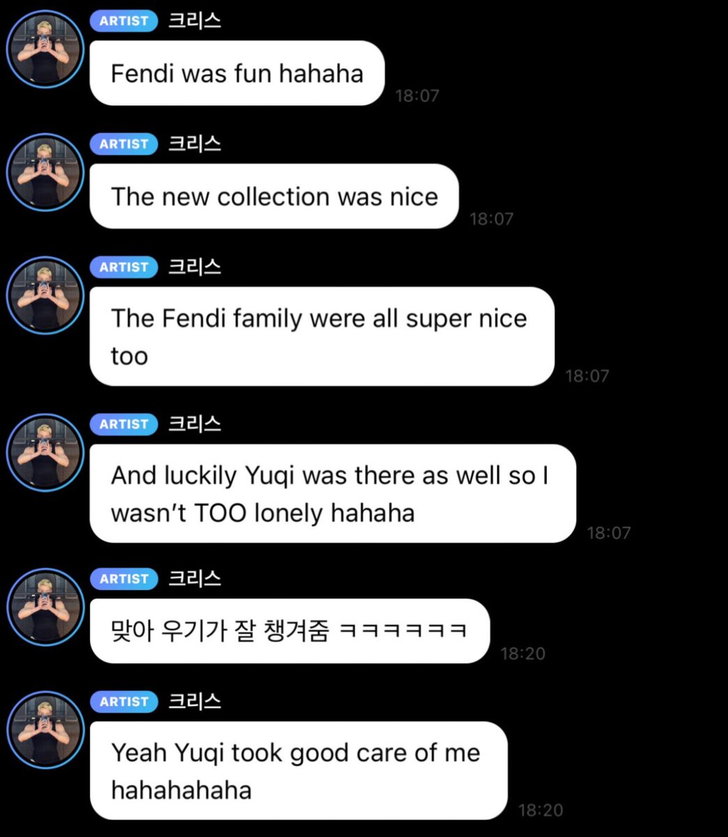 idleskidz's tweet photo. woke up to this.. THIS. like wdym bang chan mentioned yuqi on his bbl saying they spent time together and she took good care of me oh my god that's our fendi royalty T^T never thought i'd see this in my life only in my dreams icb https://t.co/q7Nmi8gBbh