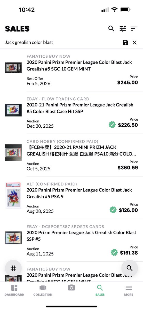 <a href="/jcutlersburner/">JayCutlersBurner</a> Jack Grealish Color Blast PSA 10- $300 shipped