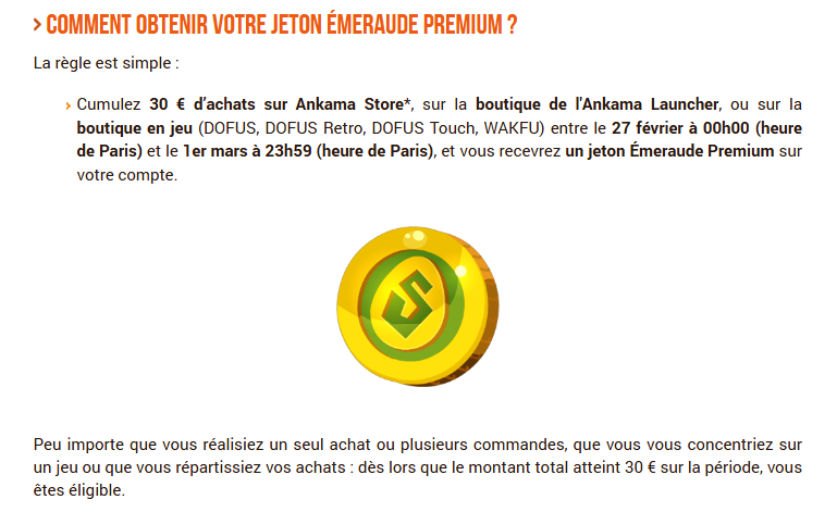DofusBookSkin's tweet photo. 1 jeton Emeraude Premium offert si vous dépensez au minimum 30€ sur l'Ankama Store (⚠️ ce n'est pas l'Ankama Shop) ou sur la boutique de l'Ankama Launcher ou sur la boutique directement en ligne

Exemple d'achat : abonnement / cosmétique etc

Valable 1 fois par compte https://t.co/1X1CWr2vCC