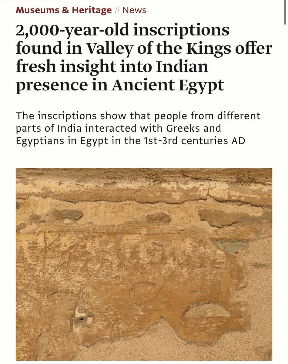 BrightInsight6's tweet photo. 🚨Bizarre Discovery: ANCIENT INDIA inscriptions found on 6 tombs in Egypt’s Valley of the Kings!

Nearly 30 inscriptions dating back closer to 2,000 years were identified

Are any Ancient Indian’s also buried in the Valley of the Kings, waiting to be discovered? 🤔 https://t.co/tkyTOy17eu
