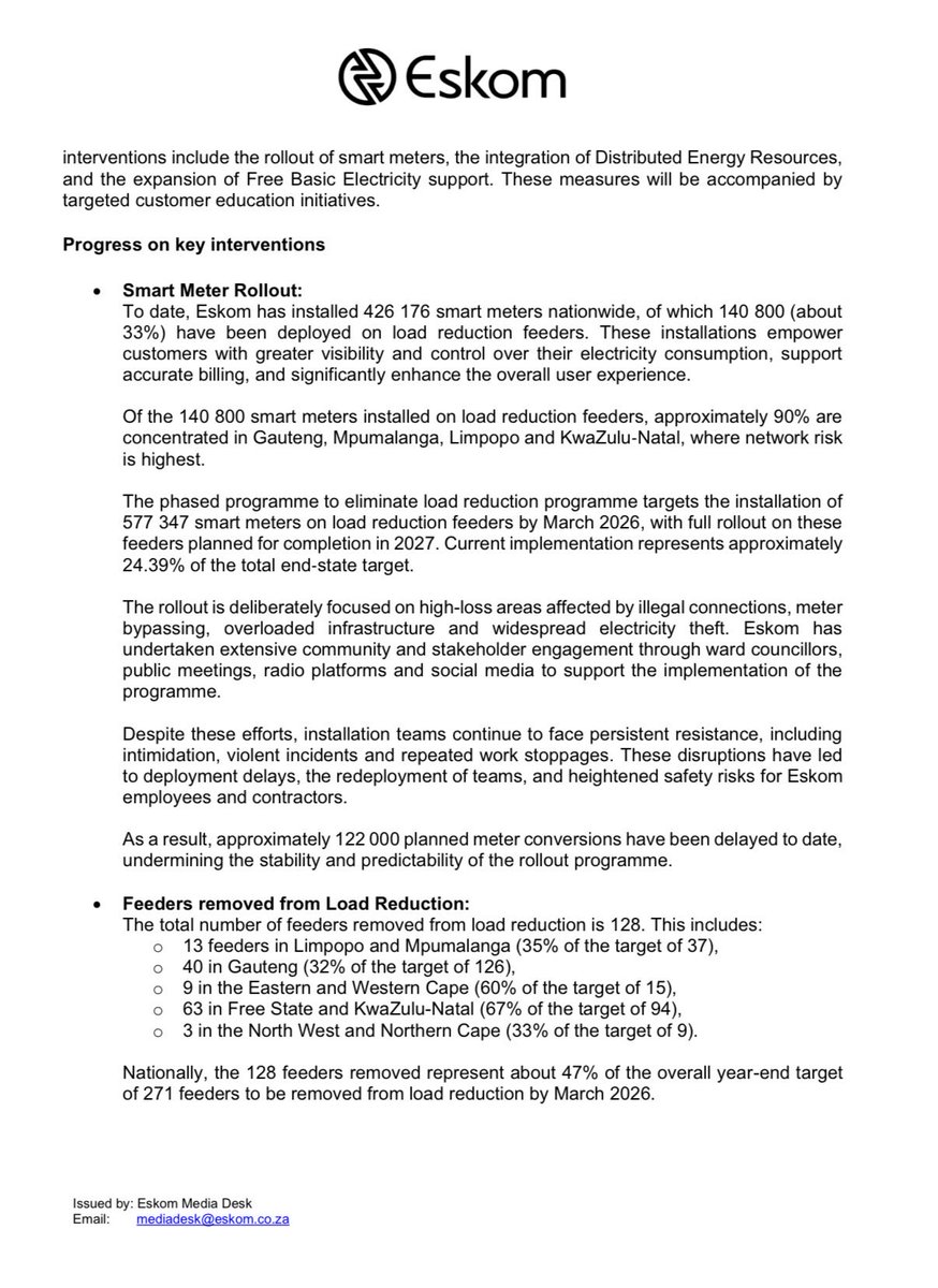 Eskom_SA's tweet photo. #POWERSYSTEMUPDATE 

Continued improvements in plant performance deliver power system stability as EAF rises to 65.24% https://t.co/yNNs15CCfE