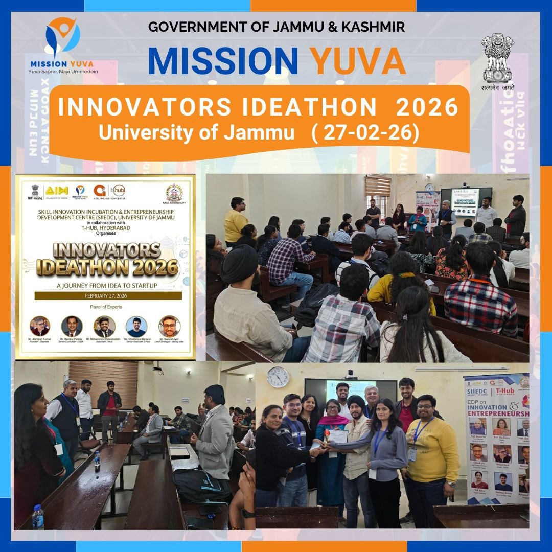 YuvaJKofficial's tweet photo. 💡 Innovators Ideathon 2026 | University of Jammu | 27-02-2026

Mission YUVA actively participated in the Innovators Ideathon 2026 organized by University of Jammu supporting young innovators in shaping their ideas into viable startups.

#MissionYUVA #InnovatorsIdeathon2026 https://t.co/RW1xHrf0Yu