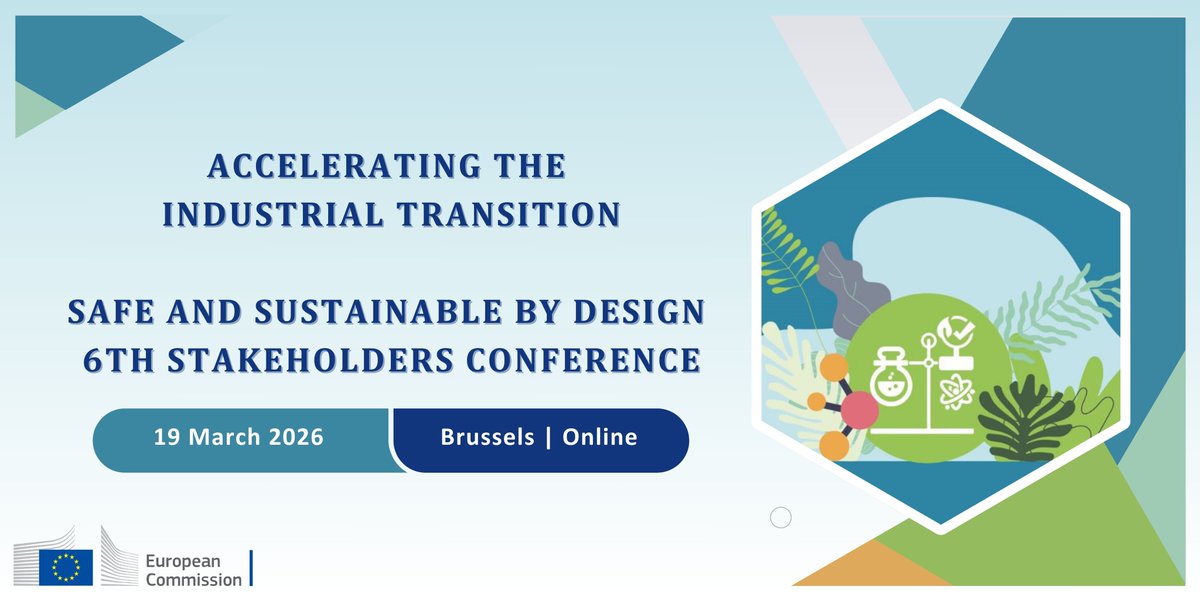 graphergia_eu's tweet image. 🌍 Do you want to shape a safer, more sustainable industrial future?

Join the “Safe &amp;amp; Sustainable by Design: Accelerating the Industrial Transition” conference!

🗓️ 19 March 2026

Online registration open until 17/03: research-and-innovation.ec.europa.eu/events/upcomin…

#SSbD #AdvancedMaterials #EUResearch