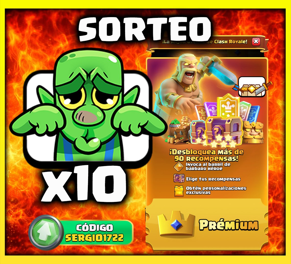 ¡NUEVO SORTEO!
🎁 10 Emotes Boohoo Goblin MIMIMI 😭 y x1 Pass Royale.  
🔥Requisitos: 

✅ Seguirme <a href="/Sergio1722c/">Sergio1722</a>
✅ Etiquetar a un amigo  📝
♥️ Dar me gusta
 ¡El sorteo termina el Sábado día 07 de Marzo!   
🍀 Buena suerte 🍀