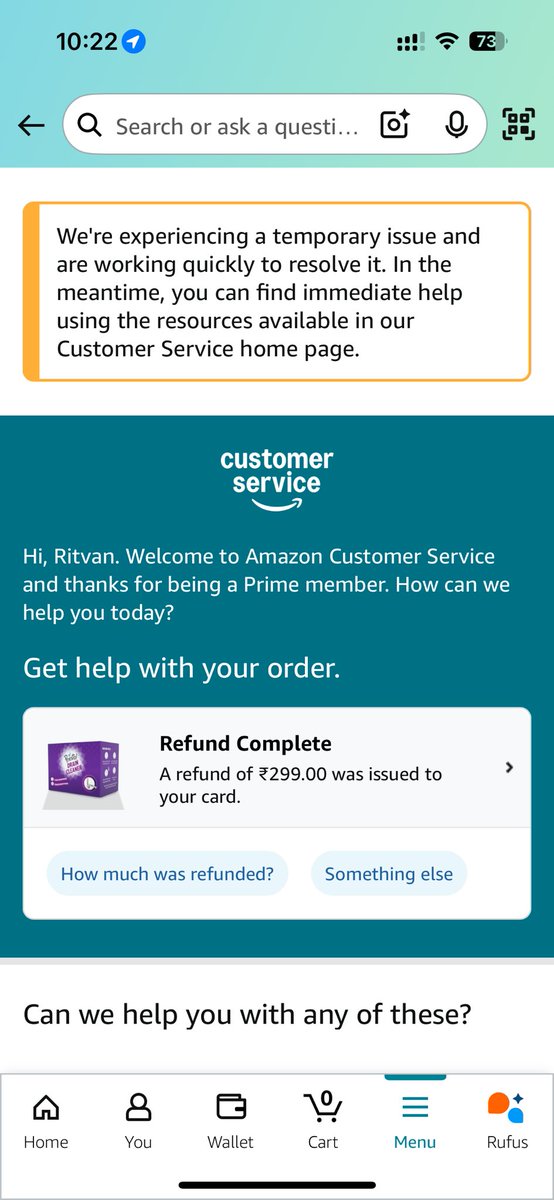 neelshah14's tweet photo. @AmazonHelp @amazonIN Your customer service page is showing this https://t.co/K7YHcjia1C