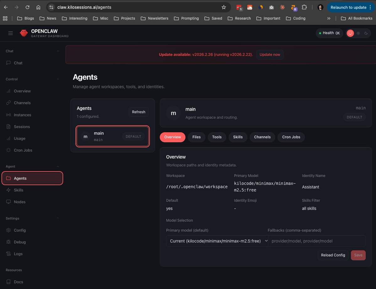 how to use <a href="/openclaw/">OpenClaw🦞</a> for free with minimax m2.5

1. go to kilo .ai/kiloclaw
2. select minimax m2.5 as your model
3. create your openclaw instance in one click

thank me later