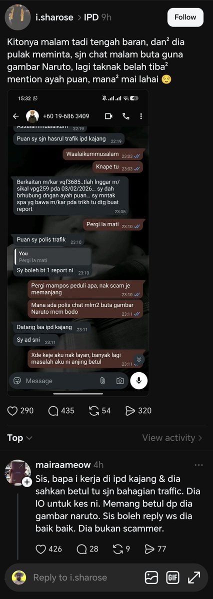 Sebab ni lah penting pakai apps Truecaller.. Bukan semua polis kena pakai logo PDRM dekat profile whatsapp..🤔