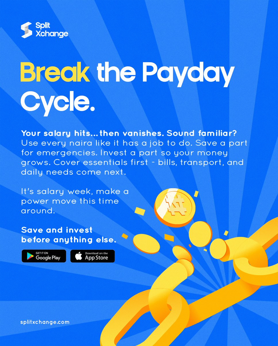 It's salary week! Dont just spend it, invest, and let your money grow.

Handle your payday differently. Download the SplitXchange app.

#SplitXchange #SplitStar #AltInvestment