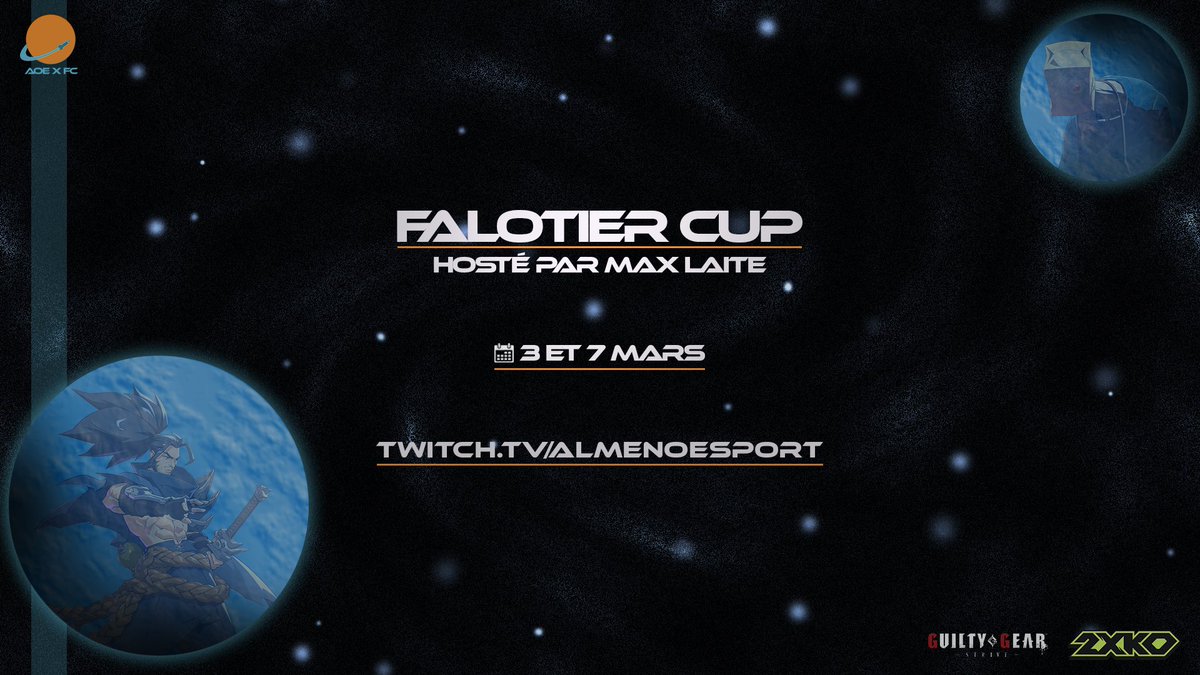 Almenoesport's tweet photo. Vous l’attendiez, la voici : la Falotier Cup !

Nous sommes heureux de vous présenter notre tournoi en collaboration avec le Falotier Crew. Il s’agit d’un rendez-vous sur 2XKO et GGST bihebdomadaire et bimestriel pour nos meilleurs joueurs.

 #ReachingForTheStar https://t.co/KuQWmO4xfv