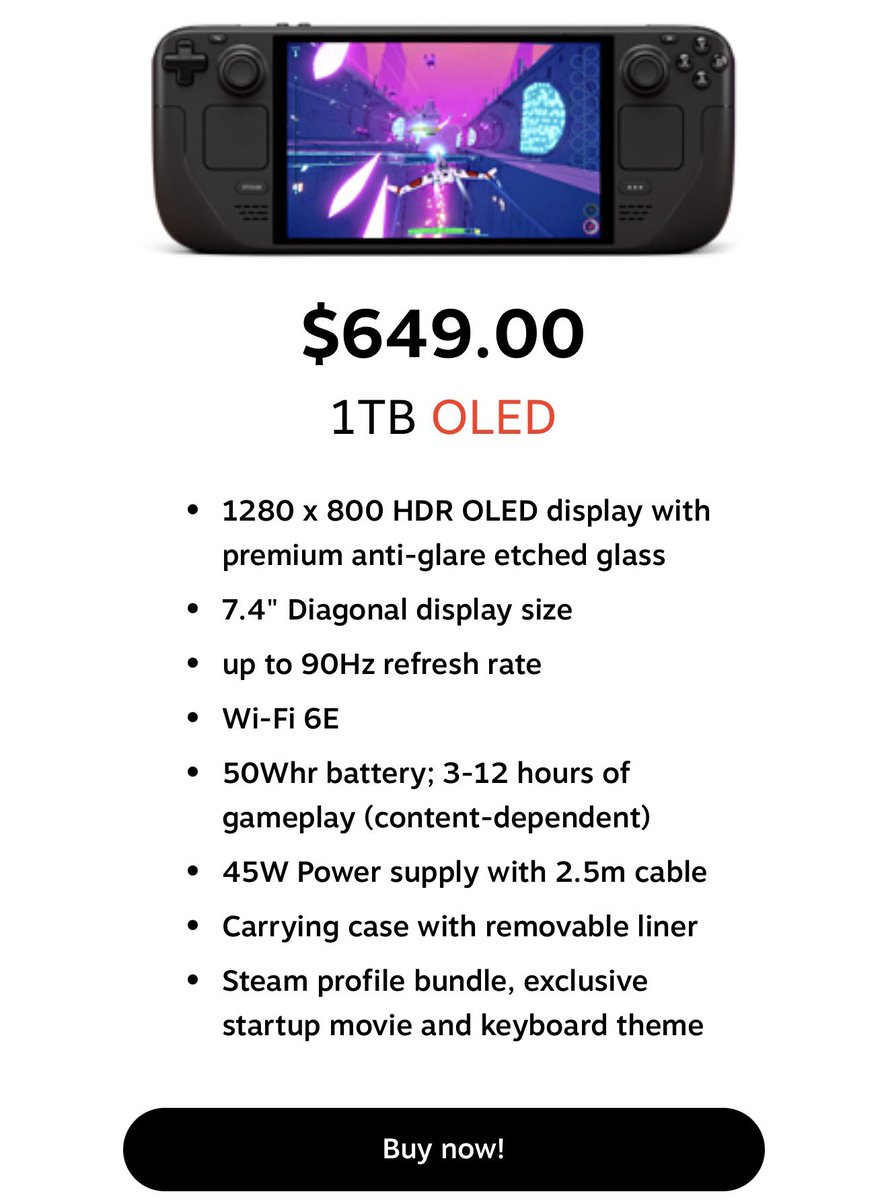 1TB Steam Deck OLED is back in stock! If you’ve been waiting, get one while you can.