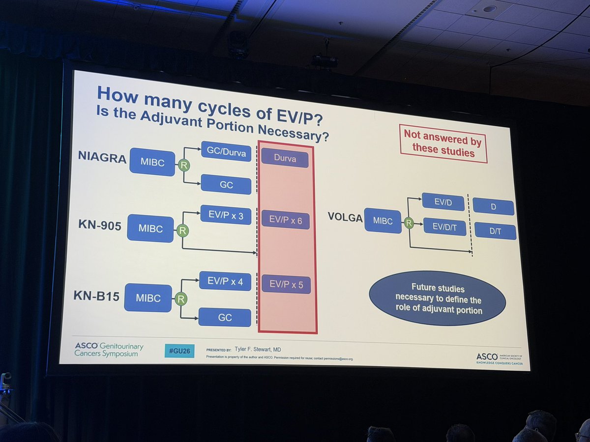 DrChoueiri's tweet photo. High-yield discussion by @DrTylerStewart how to place peri-op EV+pembro in cis-eligible MIBC, and where HER2 ADCs may land 
#GU26 #BladderCancer
@OncoAlert 
@OncBrothers https://t.co/Fu4L1BqDx1