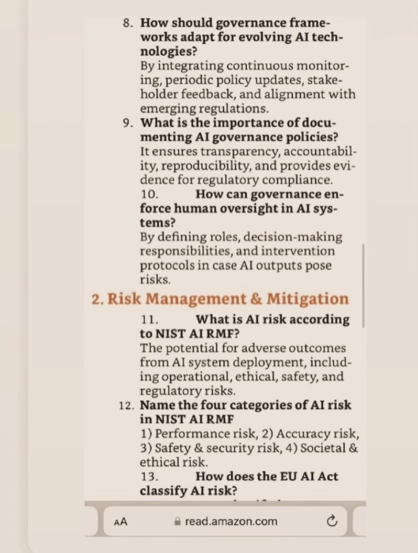 hanim_eken's tweet photo. 200 INTERMEDIATE & ADVANCED LEVEL AI GOVERNANCE JOB INTERVIEW QUESTIONS AND ANSWERS🤖To read more👉🏾 https://t.co/5015YLxU4V
#AIGovernance #AIGovernanceebooks #AIGovernanceframework #AIGovernanceTraining #AISecurityebook #AISecuritycareer #AIGovernanceCareer #cybersecurityebooks https://t.co/NVi27Iy5Br