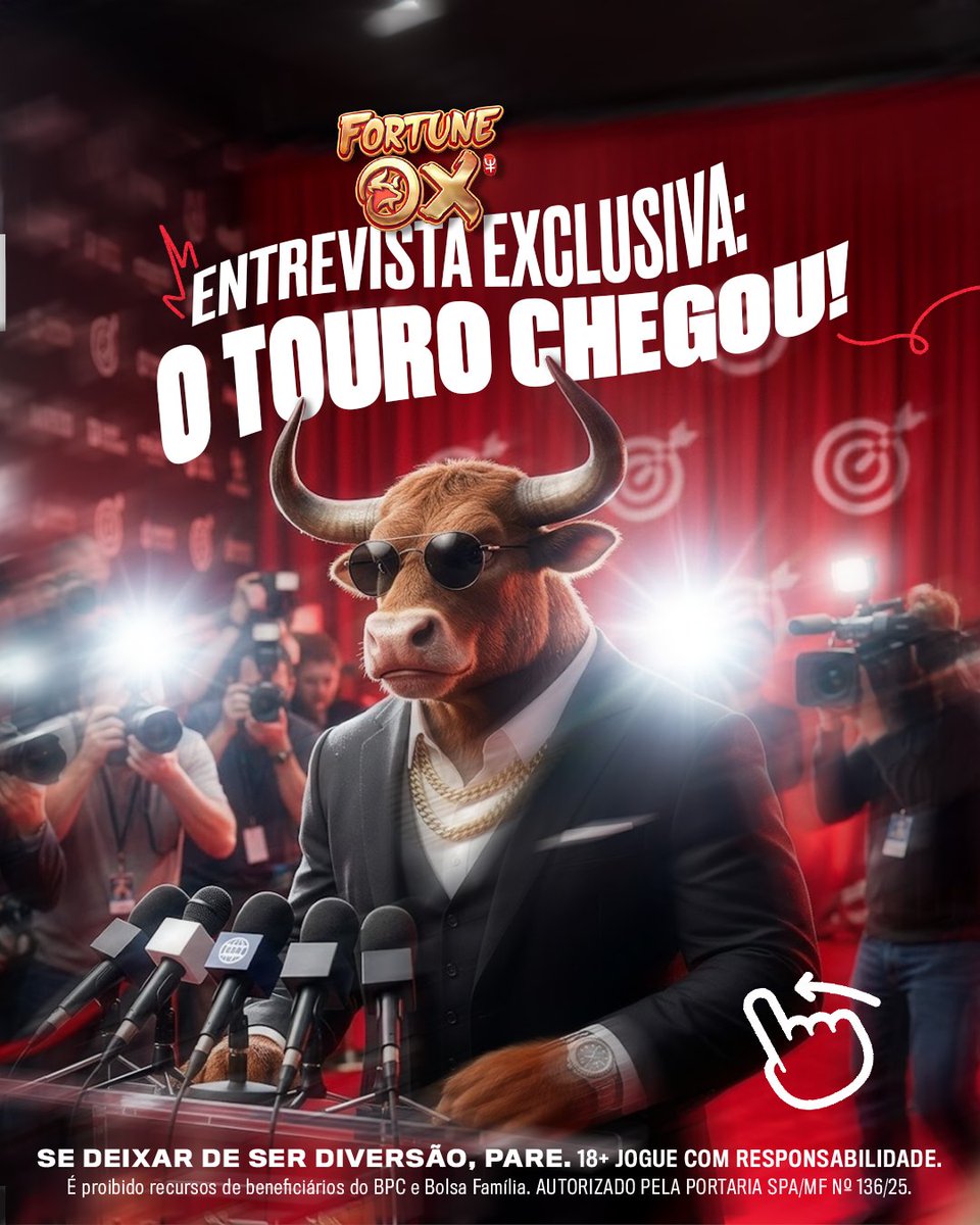 EXTRA! EXTRA! O TOURO ABRIU O JOGO! 🎤🐂

Em entrevista exclusiva, a celebridade do dia revelou que com apenas R$ 0,50 centavos você já começa a desvendar os segredos do jogo.

Não perca os detalhes e aproveite! 👇

go.ona.bet.br/visit/?bta=121…

#JogueComResponsabilidade 18+