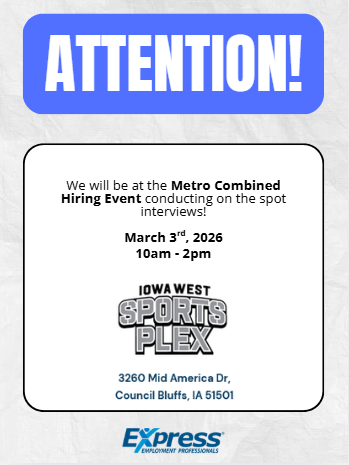 Come out and see us NEXT TUESDAY! We will be conducting on the spot interviews during the Metro Combined Hiring Event! Happening March 3rd from 10am - 2pm. Veterans have priority the first hour, but everyone is welcome.