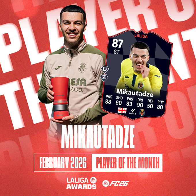 lnstantFoot's tweet photo. 🚨 OFFICIEL ! Georges Mikautadze est élu 𝗝𝗢𝗨𝗘𝗨𝗥 𝗗𝗨 𝗠𝗢𝗜𝗦 de Février en Liga ! 🇬🇪 ⭐️

3 buts et 1 passe décisive pour lui lors du mois de février en Liga ! ⚽️⚽️⚽️ 🅰️ https://t.co/ELZJ2U2E3S