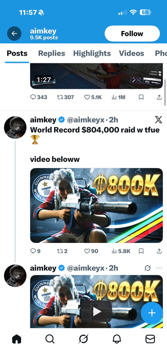 Only1Gwizza's tweet photo. @aimkeyx Ragebait patched… 🥀Most recent post was arc raiders https://t.co/yx497V7kqq