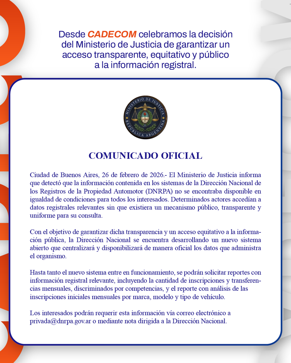 Para conocer el comunicado oficial y los detalles del procedimiento transitorio dispuesto por el organismo, recomendamos consultar los canales oficiales del Ministerio de Justicia y de la DNRPA.