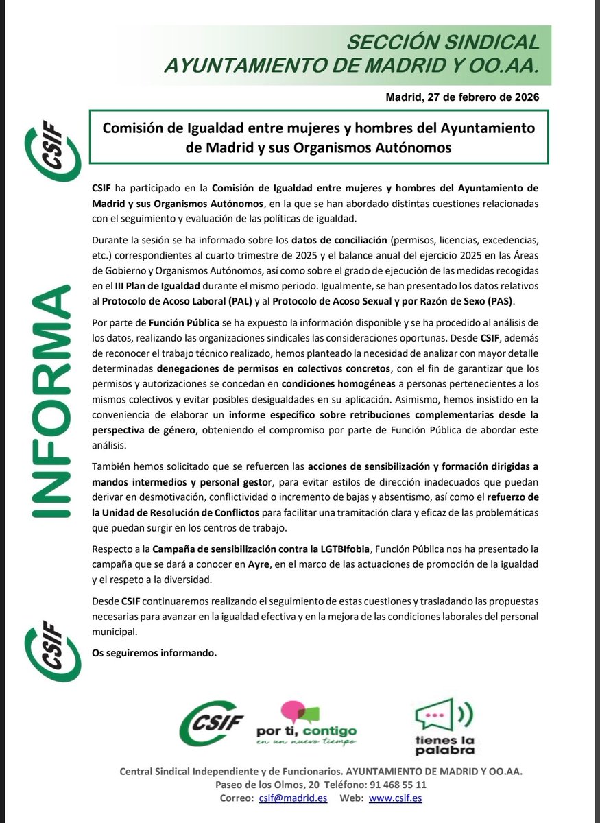 CSIF Ayuntamiento de Madrid tweet media