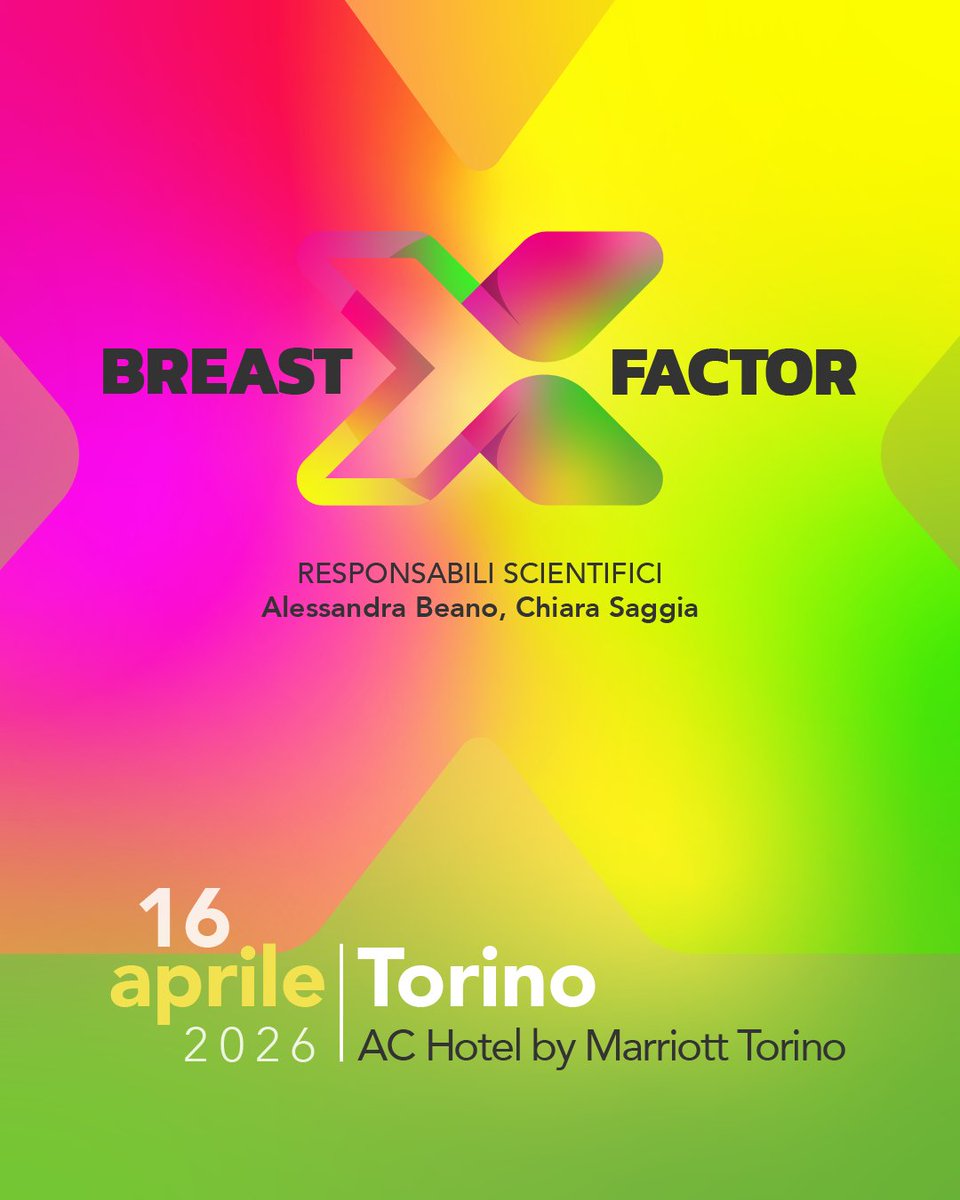 SymposiaOC's tweet photo. Torna Breast Factor 2026: 16 aprile, Torino
Una giornata dedicata alle novità nel carcinoma mammario: sottotipi biologici, nuove strategie terapeutiche, malattia metastatica e futuro dei trial clinici.
4,9 crediti ECM - Iscrizione gratuita https://t.co/44SwSAcNqI https://t.co/JSrLofd4dE