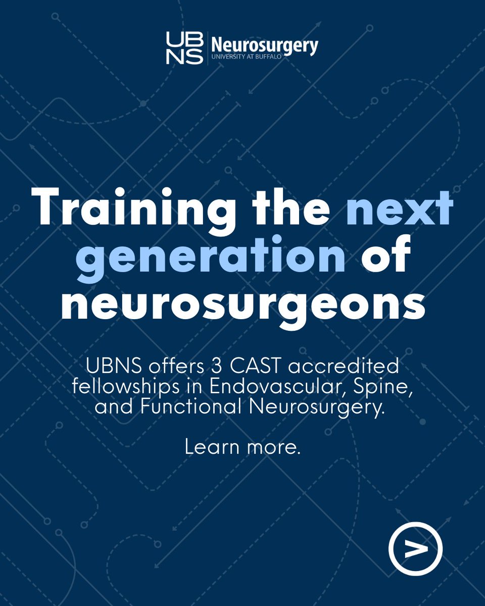 UB_Neurosurgery's tweet photo. UB Neurosurgery offers three CAST-accredited fellowships in #Endovascular, #Spine, and #FunctionalNeurosurgery

Each built on high clinical volume, advanced technology, and academic rigor. 

Learn what sets them apart: https://t.co/ZEbinT3SCL https://t.co/pWfVX7MK02